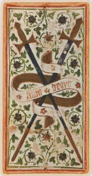 I Due di Spade, facsimile di una carta dei tarocchi dal mazzo 